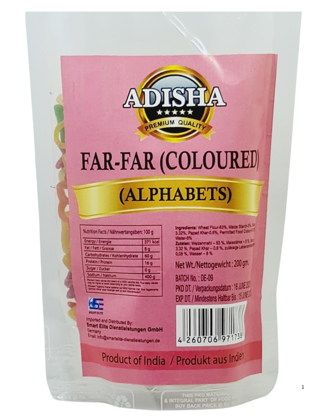Adisha Far Far Alphabets (Coloured Wafers)  200gm