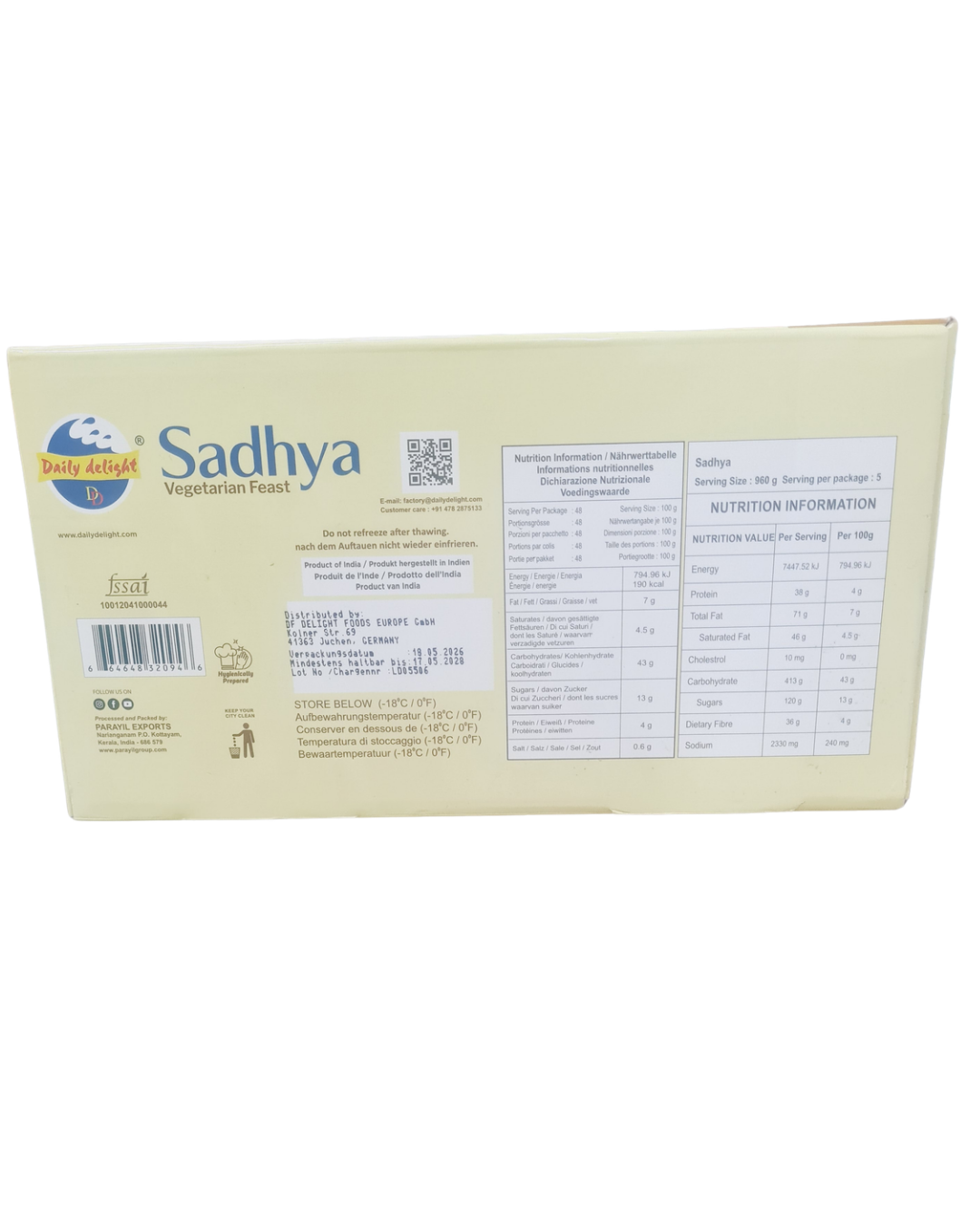 Daily Delight Frozen Sadhya Kit (Feast for 5 )- 4,80kg (Delivery in Berlin)