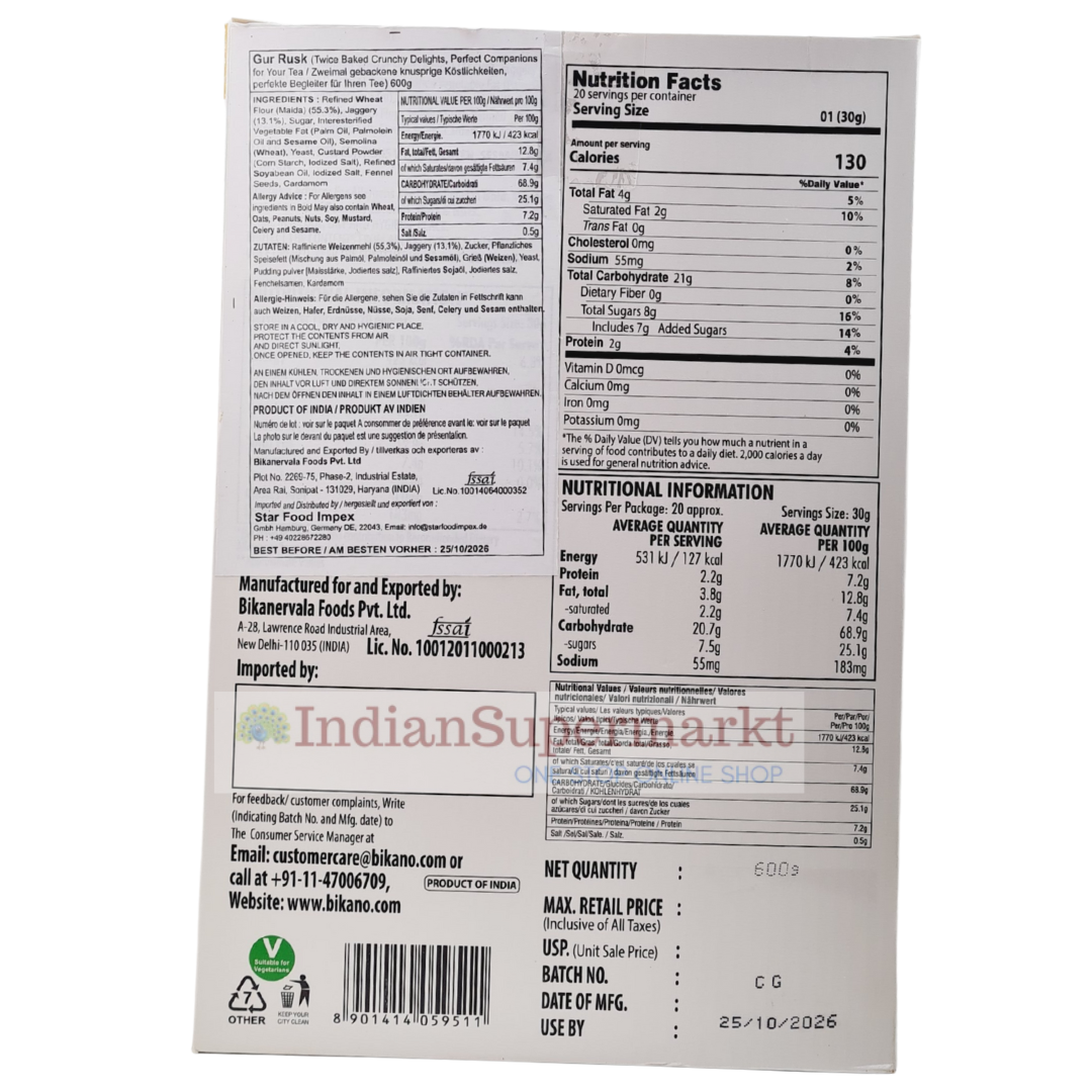 Bikano Gur rusk 600gm