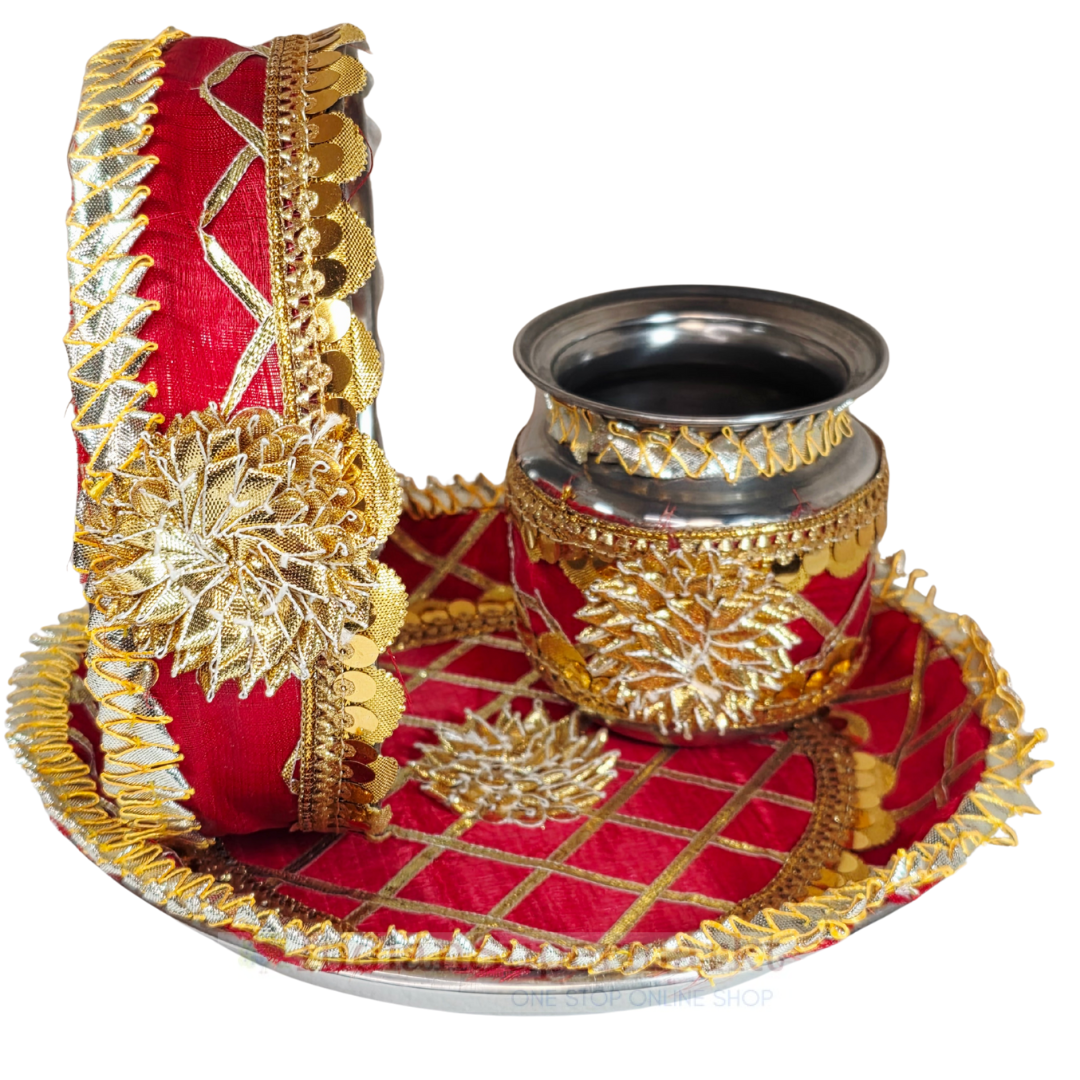Karwachauth Thali Set Flowers on Thali