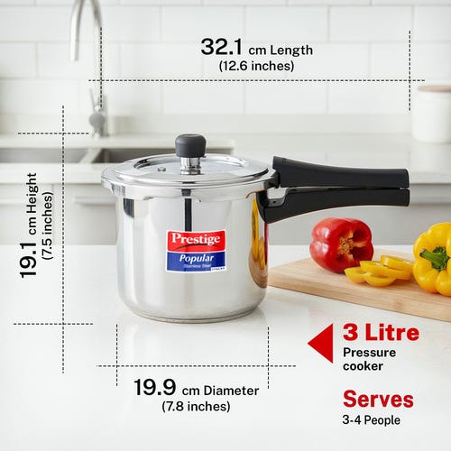Prestige StainlessSteel Pressure Cooker 3Litre  (Gas & Induction Compatible)(NO Refund ,Return or replacement)