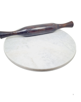 Marble Chakla  & Wood Belan Set
