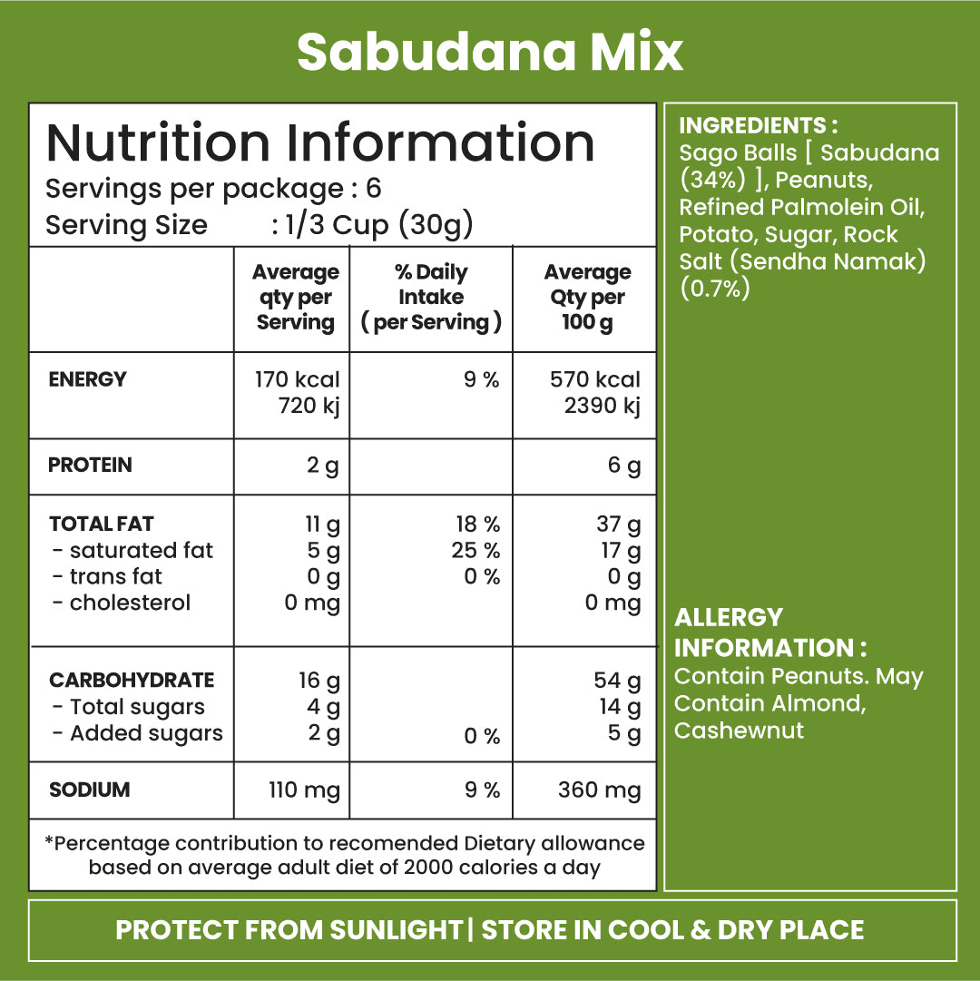 Jabsons Namkeen  Sabudana Mix  - Sweet & Salty 180gm
