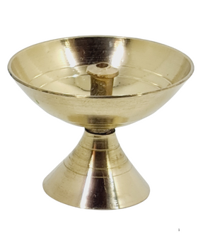 Brass Akhand Plain Diya Jyot with Stand