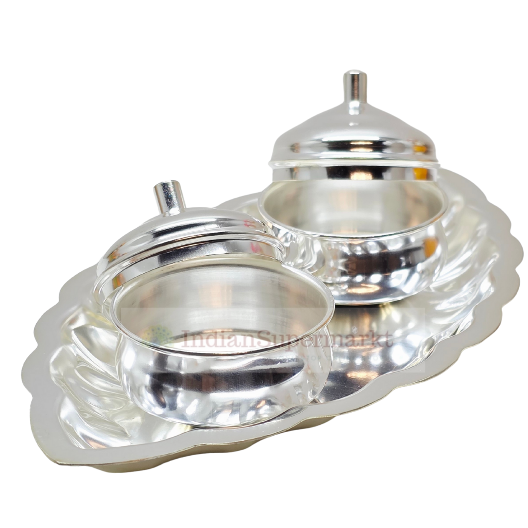 Silver Glow Haldi Kumkum Set - indiansupermarkt