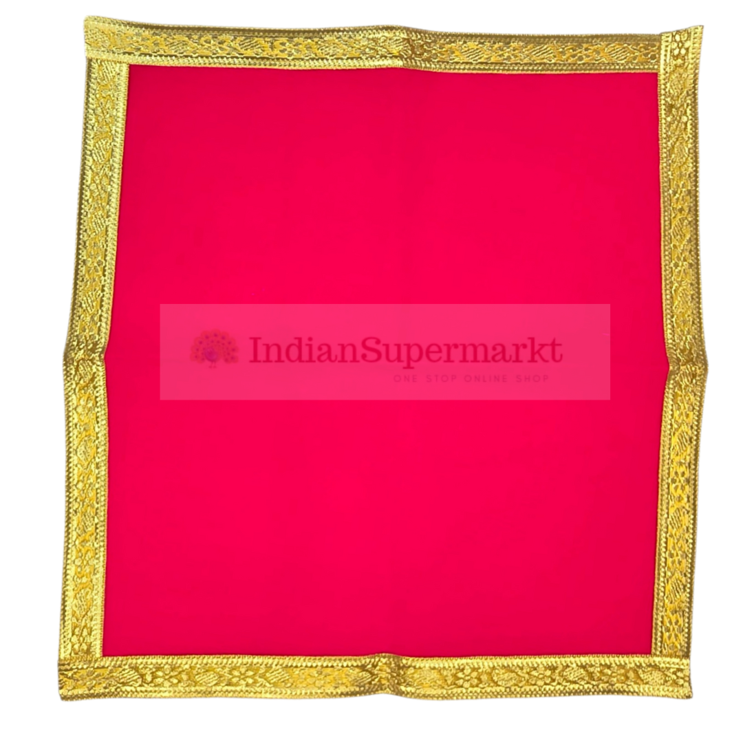 Velvete Aasan for God idols Red Colour - 32cm X 32cm