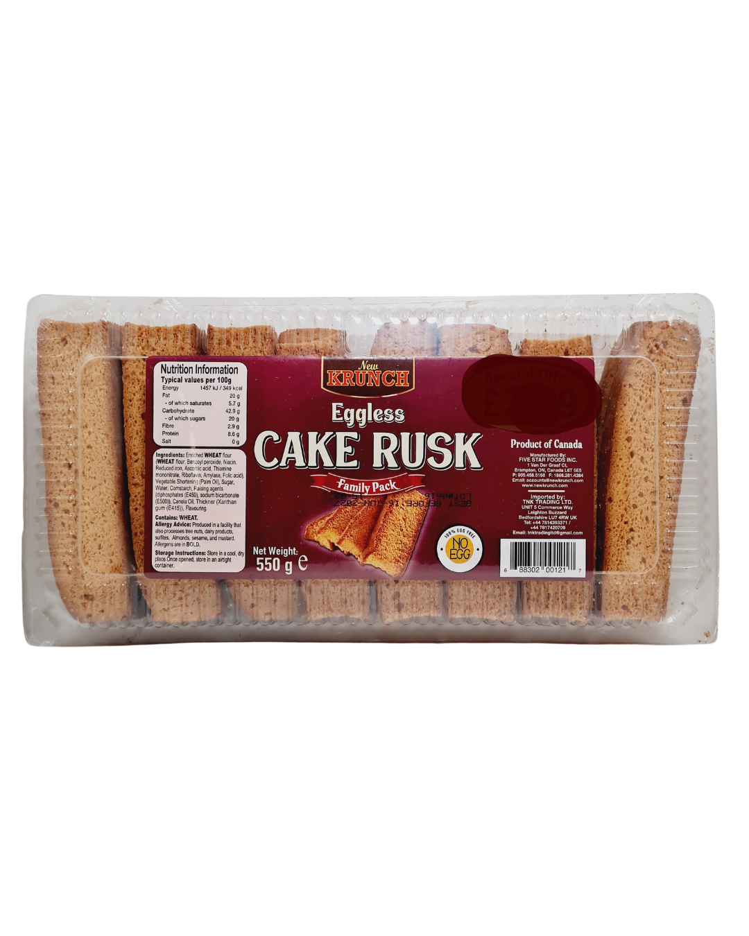 Vidhya /Krunch Cake Rusk Eggless - 550gm