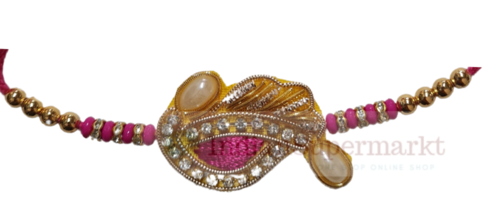 Pink Thread work Rakhi