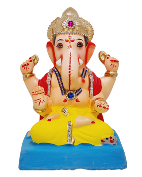 Eco Friendly Padmasana Ganpati Bappa Murti or Shadu Mati Ganesha 9"