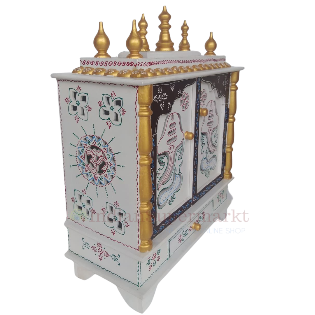 Wooden Mandir "Bhakti Bhavan" (House of Devotion) Tradional White