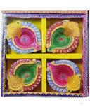 Random Design Clay Mitti Diya - Set of 4