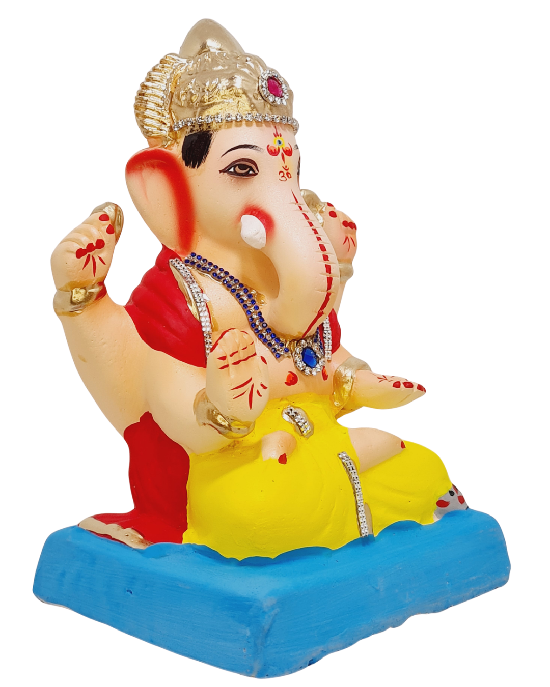 Eco Friendly Padmasana Ganpati Bappa Murti or Shadu Mati Ganesha 9"