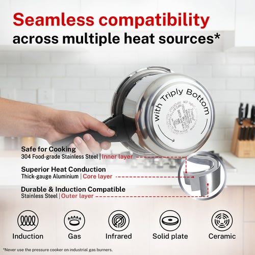 Prestige StainlessSteel Pressure Cooker 3Litre  (Gas & Induction Compatible)(NO Refund ,Return or replacement)