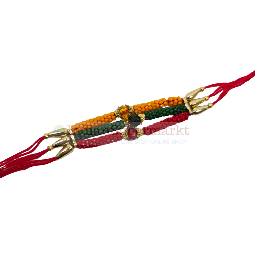 Multicolour  Beaded Thread Rakhi