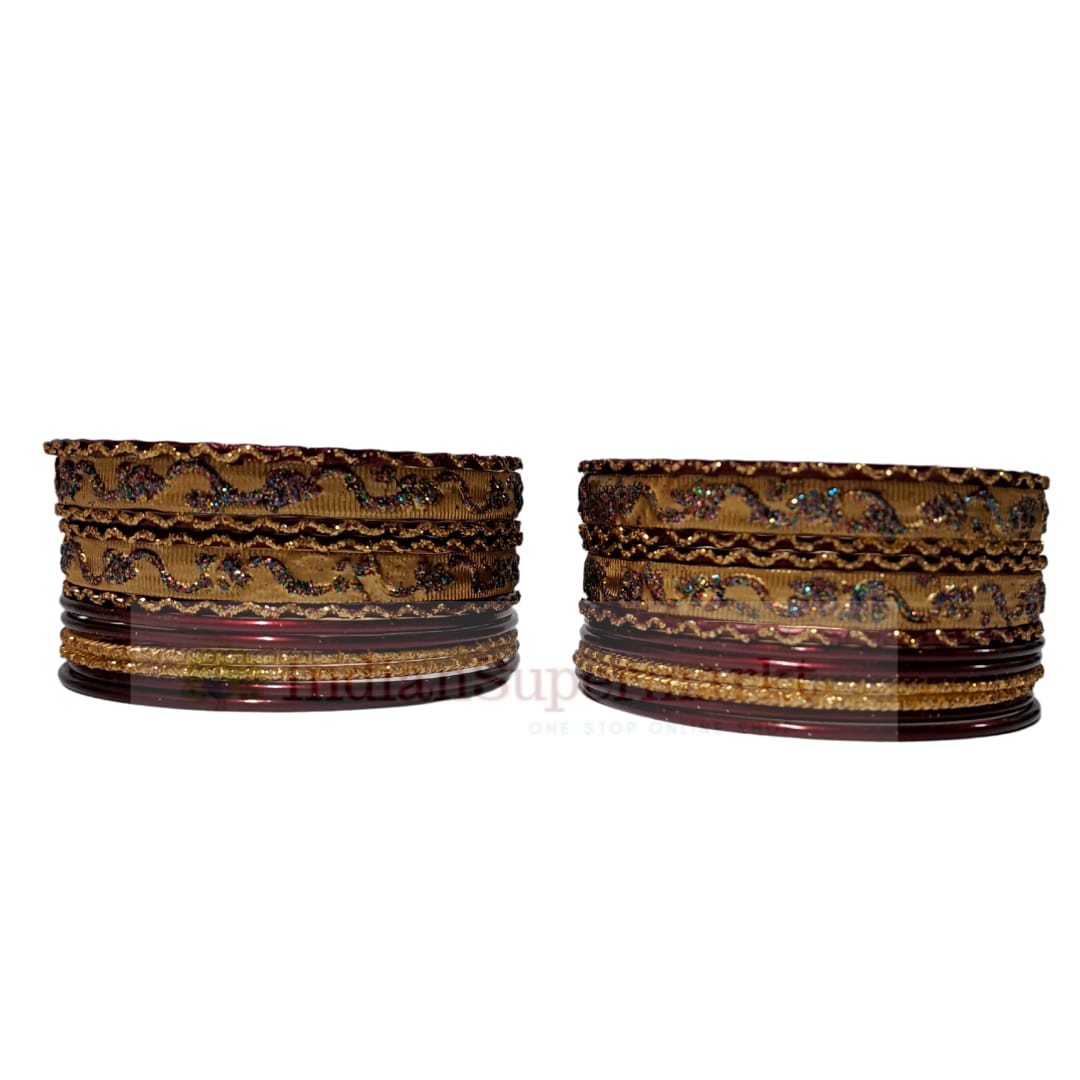 Metal Bangles Maroon Set of 24 - Size 2.8inc
