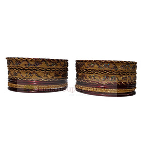 Metal Bangles Maroon Set of 24 - Size 2.8inc