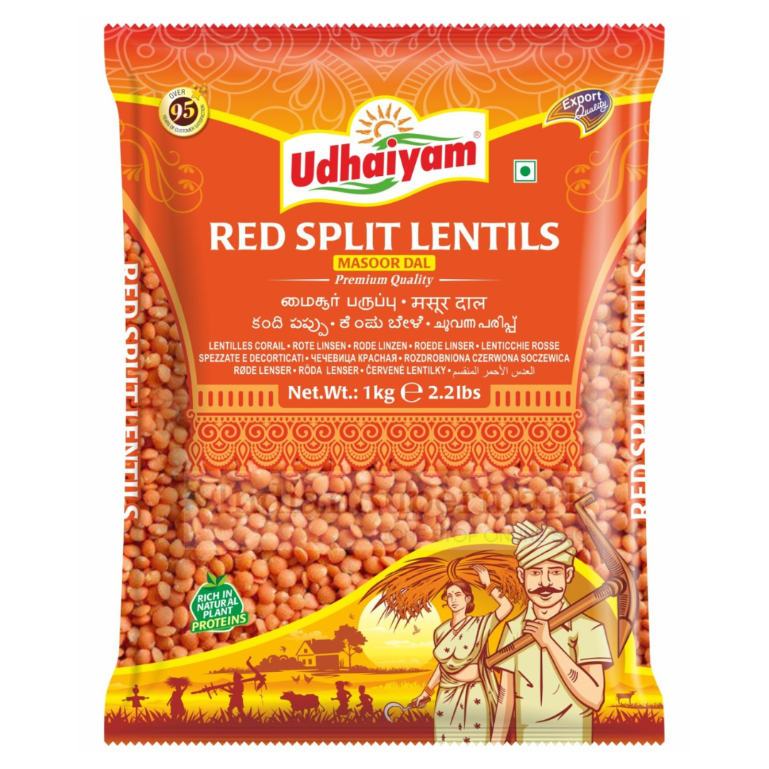 Udhaiyam Red Split Lentils - Masoor Dal 1kg