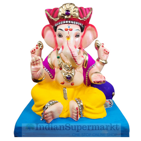 Eco Friendly Ganesha Chaturbhuj Baithakacha Ganpati  or Shadu Mati Ganesha 11