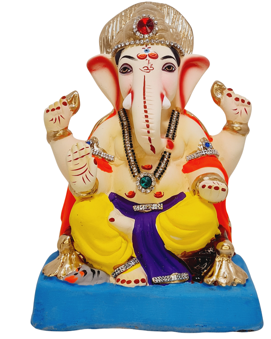 Eco Friendly Shree Rajmudra Siddhivinayak Ganpati Bappa Murti or Shadu Mati Ganesha 9"