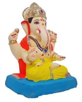 Eco Friendly Padmasana Ganpati Bappa Murti or Shadu Mati Ganesha 9"