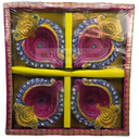Clay Diya Set of Four - Flower Design