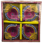 Clay Diya Set of Four - Flower Design