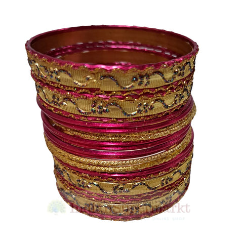 Metal Bangles Pink Set of 24  - Size 2.8inc