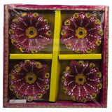Clay Diya Set of Four - Flower Design