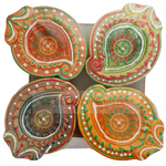 Decorated Clay Mitti Diya - Set of 4 Swastik