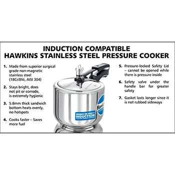 Hawkins StainlessSteel Pressure Cooker 3Litre  (Gas & Induction Compatible)(NO Refund ,Return or replacement) (Copy)