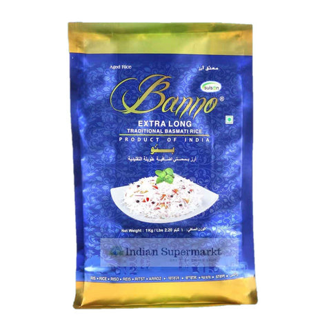 Banno Extra long Traditional Basmati rice Blue  1kg - Indiansupermarkt