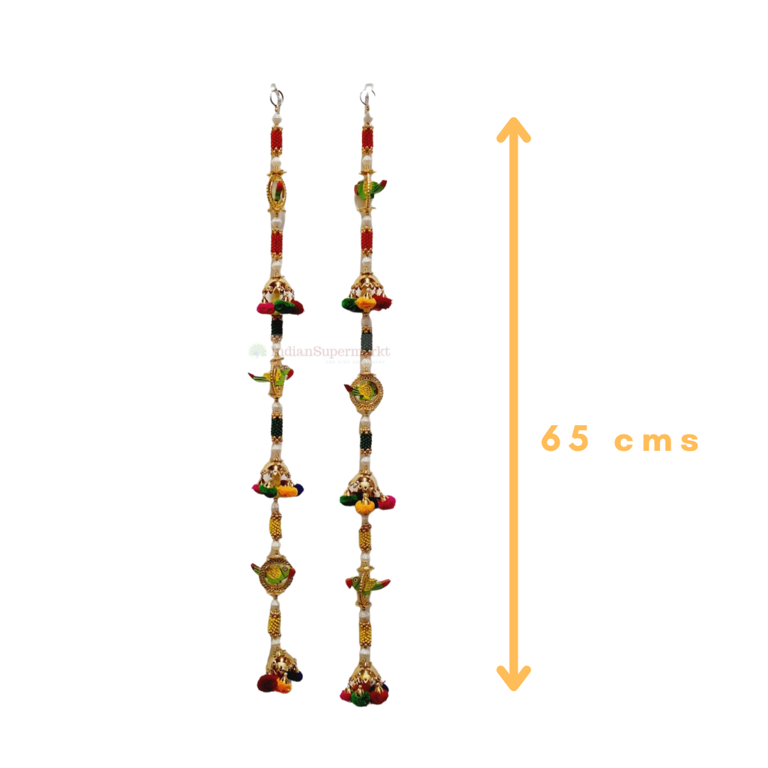 Toran Traditional , Bird figure, Pearls , Beads, Thread , multicolour Pearls, Parrot, Kodi - indiansupermarkt