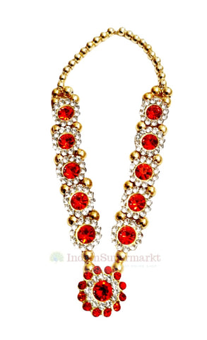 Red gemstones Garland or nago ki Mala - indiansupermarkt