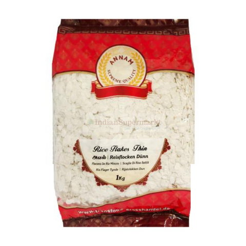 Annam Poha Rice Flakes Thin 1Kg - indiansupermarkt